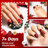 Gellen Quick Dry Nail Polish, 6Colors Christmas Red Gold Glitter Collection Regular Nail Polish Set No UV Light Needed for Finger Toe & Fake Nails Home Salon DIY Nail Art