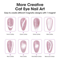 Gellen Double-Ended Cat Eye Magnet Stick, Dual Cat Eye Gel Nail Polish Sturdy Magnet Tool with Round Beads, Multifunctional Cat-Eye Nail Art Effect at Home Salon DIY
