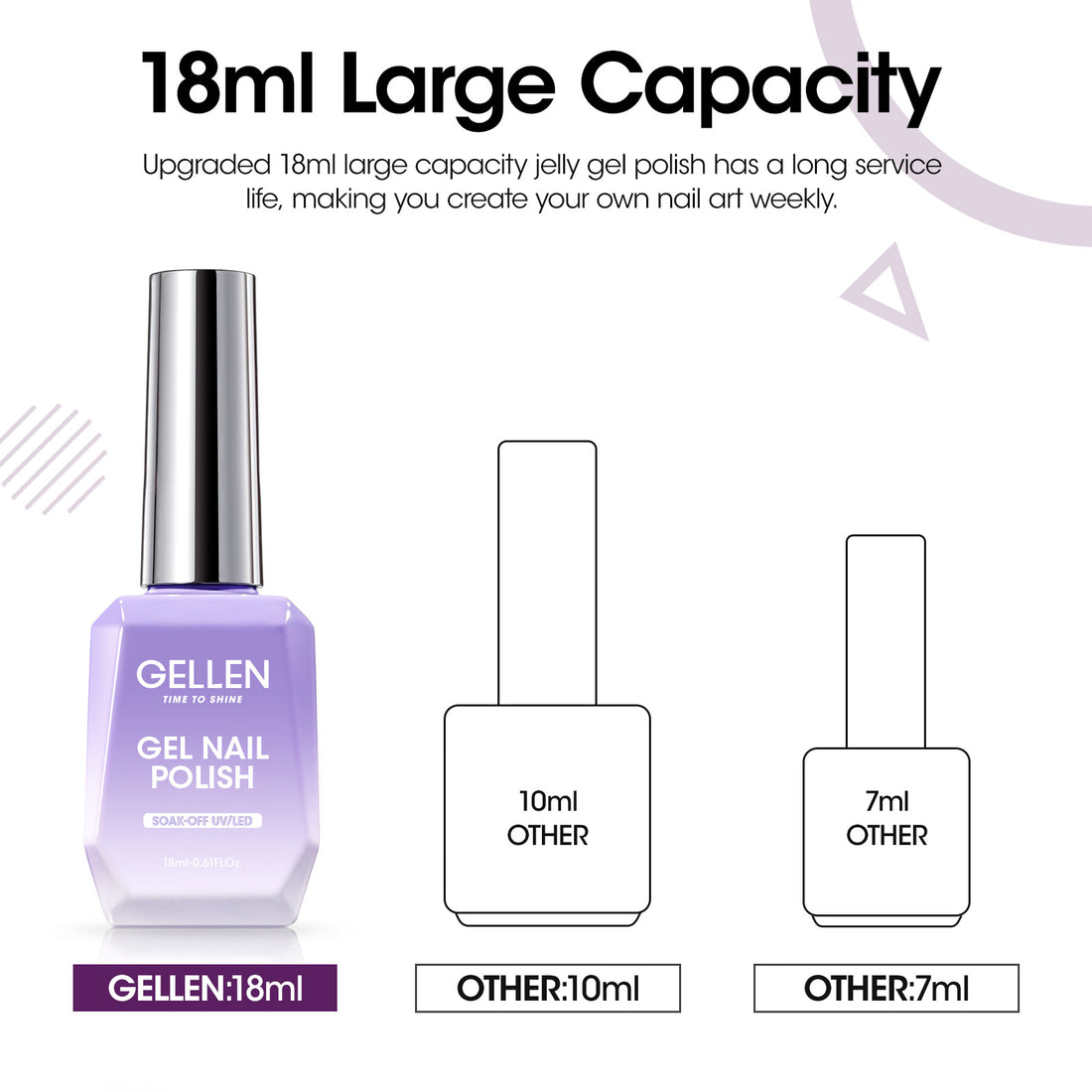 Gellen Gel Nail Polish, 18ml Purple Nail Polish Soak Off UV LED Nail Gel Polish Nail Art Manicure Salon at Home DIY Gel, Christmas Gifts for Women Girls