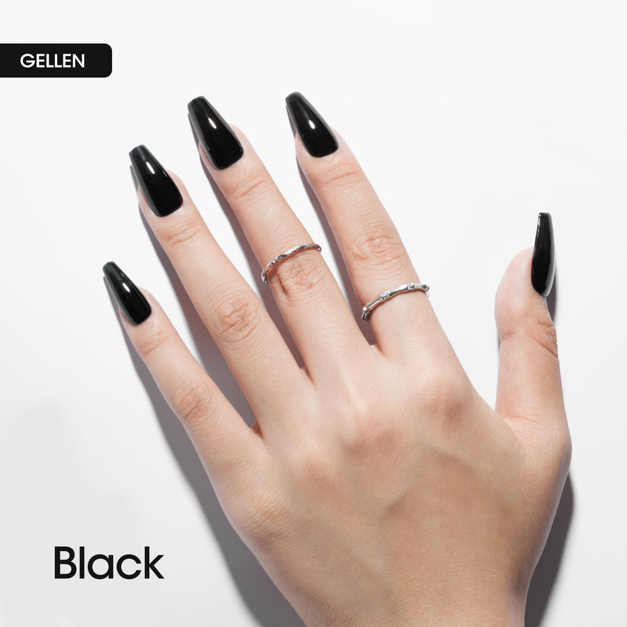 Gellen Black Gel Nail Polish and Sliver Glitter Gel Polish, 10ml Sparkle Silver Nail Polish Soak Off No Wipe UV Gel for Nail Art Salon Manicure DIY, Christmas Gifts for Women