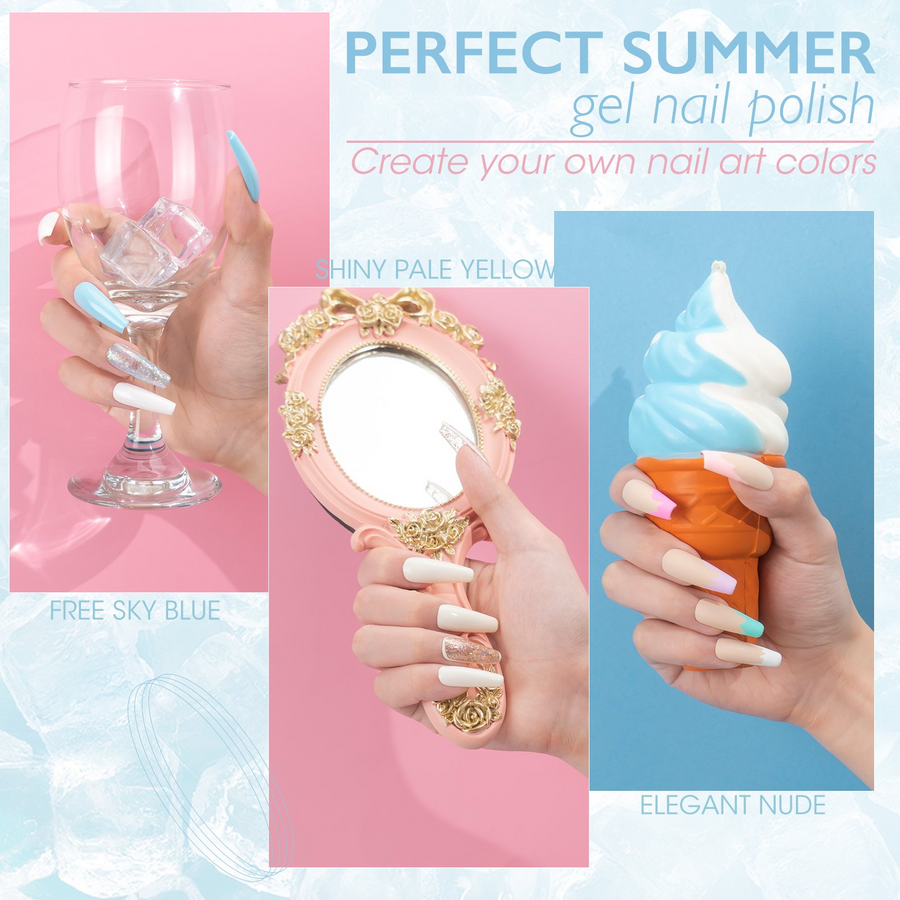 Perfect Summer Gel Nail Polish Kit with Base Top Coat, 20 Macaroon Colors Gel Polish with No Wipe Glossy Matte Top and Base Coat, Soak off Nail Polish UV Gel Polsih for Home Salon Nail Art Gift