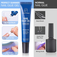 Perfect Summer Nail Tips and Glue Gel Kit, Acrylic Nail Kit with 504Pcs Almond Clear False Nails, 36W UV LED Nail Lamp, 2 in 1 Nail Glue Gel, Nail Art Tools, Gel Nail Extension Kit, Manicure Gift Set