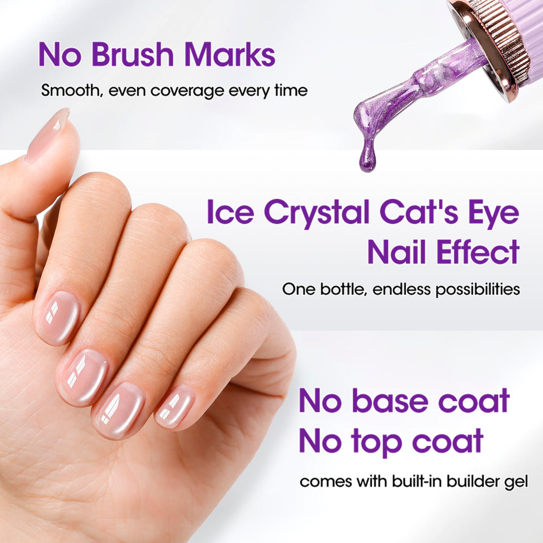Gellen One Step Cat Eye Gel Nail Polish, 5-in-1 Magnetic Gel Polish Set, UV Lamp Needed Cured, No Base Top Needed, DIY Manicure for Women Beginners, 02 Milky Mocha Gray