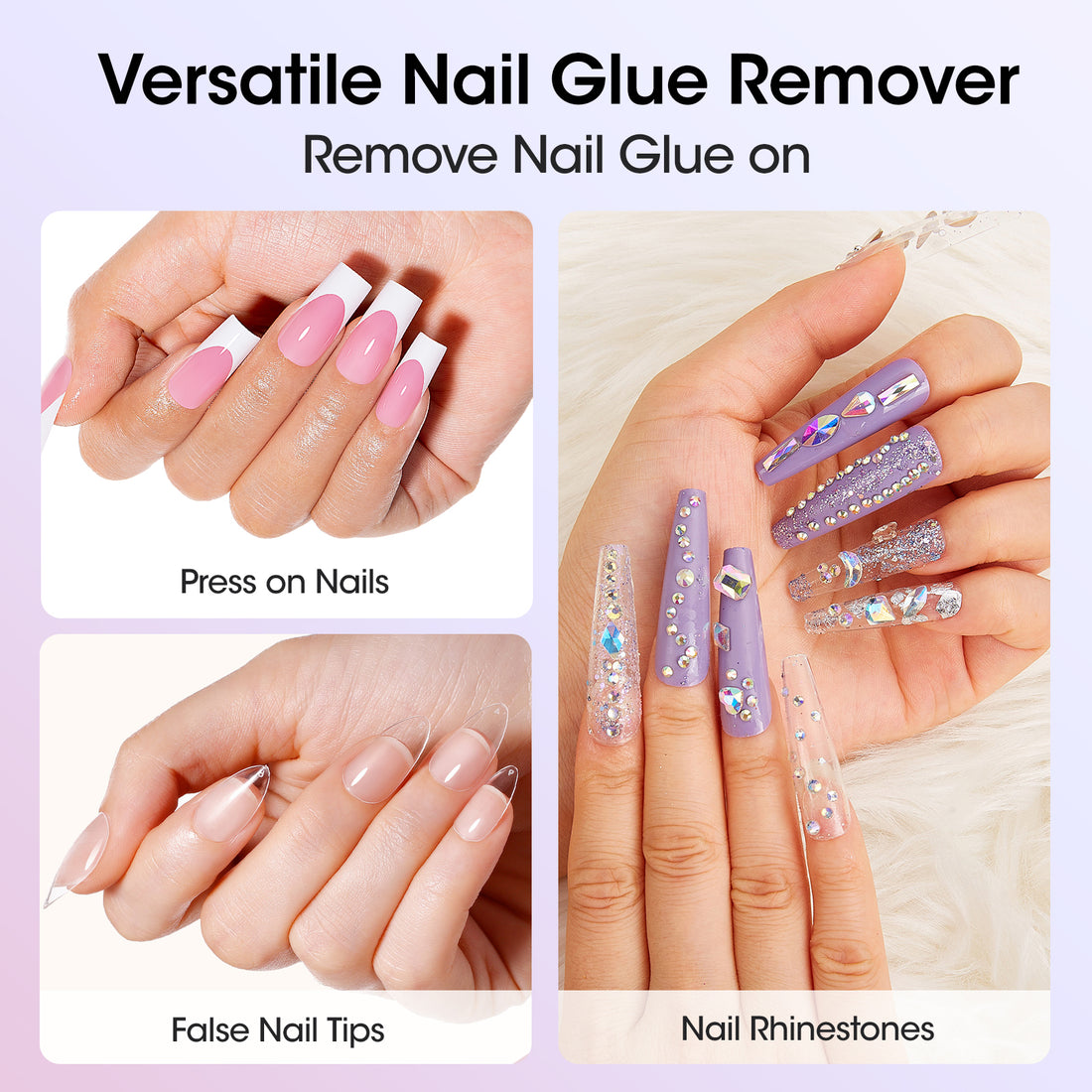 Gellen Nail Glue for Press on Nails with Nail Glue Remover, Air Dry Nail Glue and Acrylic Nail Glue Remover Set for Fake Nail Tips, 0.23 fl oz Each