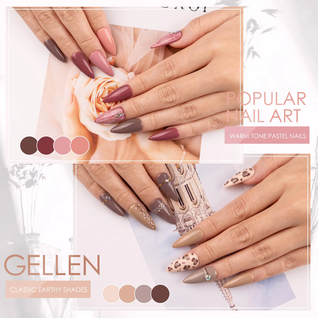 Gellen Gel Nail Polish Kit - 16 Pcs Nude Grays Gel Nail Polish Base and Top Coat Kit, Nail Gel Manicure Kit Mother's Day Gifts for Women