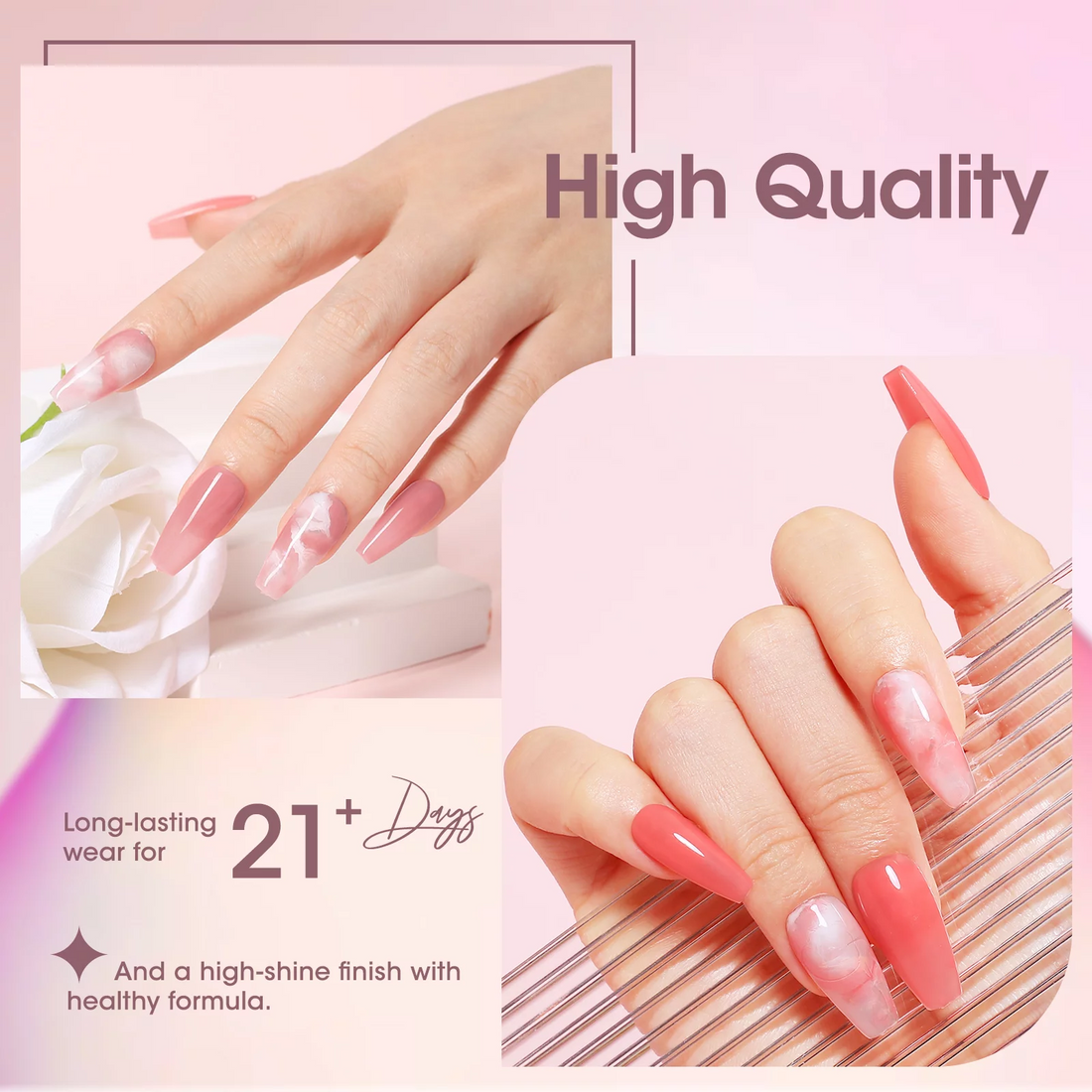Gellen Jelly Gel Nail Polish Kit, 6 Colors Translucent Pink Sheer Nude Brown Starter Set, Gifts for Girls Women