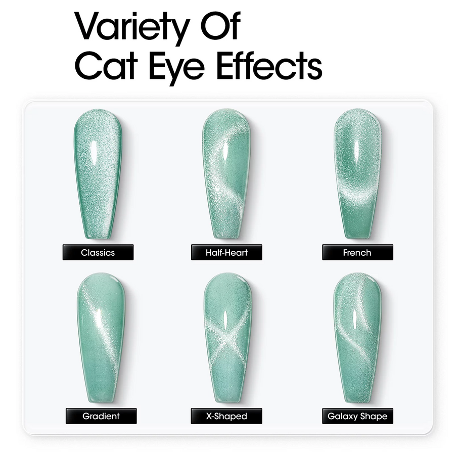 Gellen Cat Eye Gel Nail Polish Kit, 6 Colors Glitter Green Cat Eye Gel Polish With Magnet, Soak Off UV LED Nail Art Kit, Gifts for Women