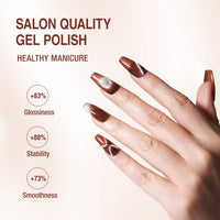 Candy Lover Gel Nail Polish Kit with Magnet, Natural Cat Eye & Blooming Gel Polish Set, Ice Translucency Effect Soak off Nail Gel At Home Salon Use, Red Brown Series 6×10ml