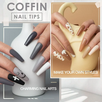 Gellen Nail Tips and Glue Gel Kit, False Nail Set with 240Pcs Half Matte & Glossy Almond Acrylic Fake Nails, Nail Glue Base Gel and LED Nail Lamp