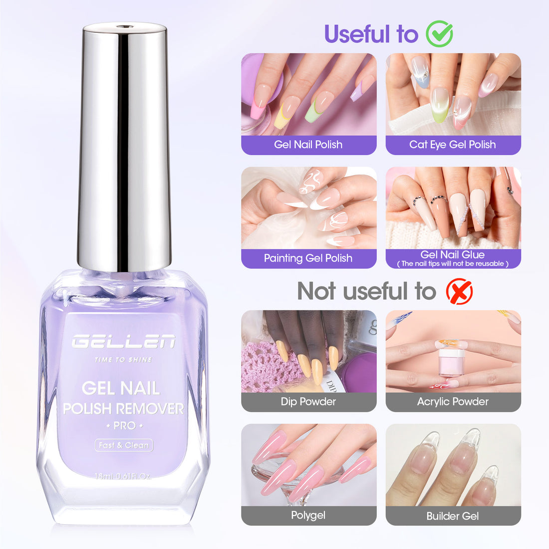 Gellen Gel Nail Polish Remover Kit, with Peelable Liquid Latex for Nails, Gel Polish Remover Kit Fast Nail Gel Removal in 2-5 Minutes No Soaking or Wrapping