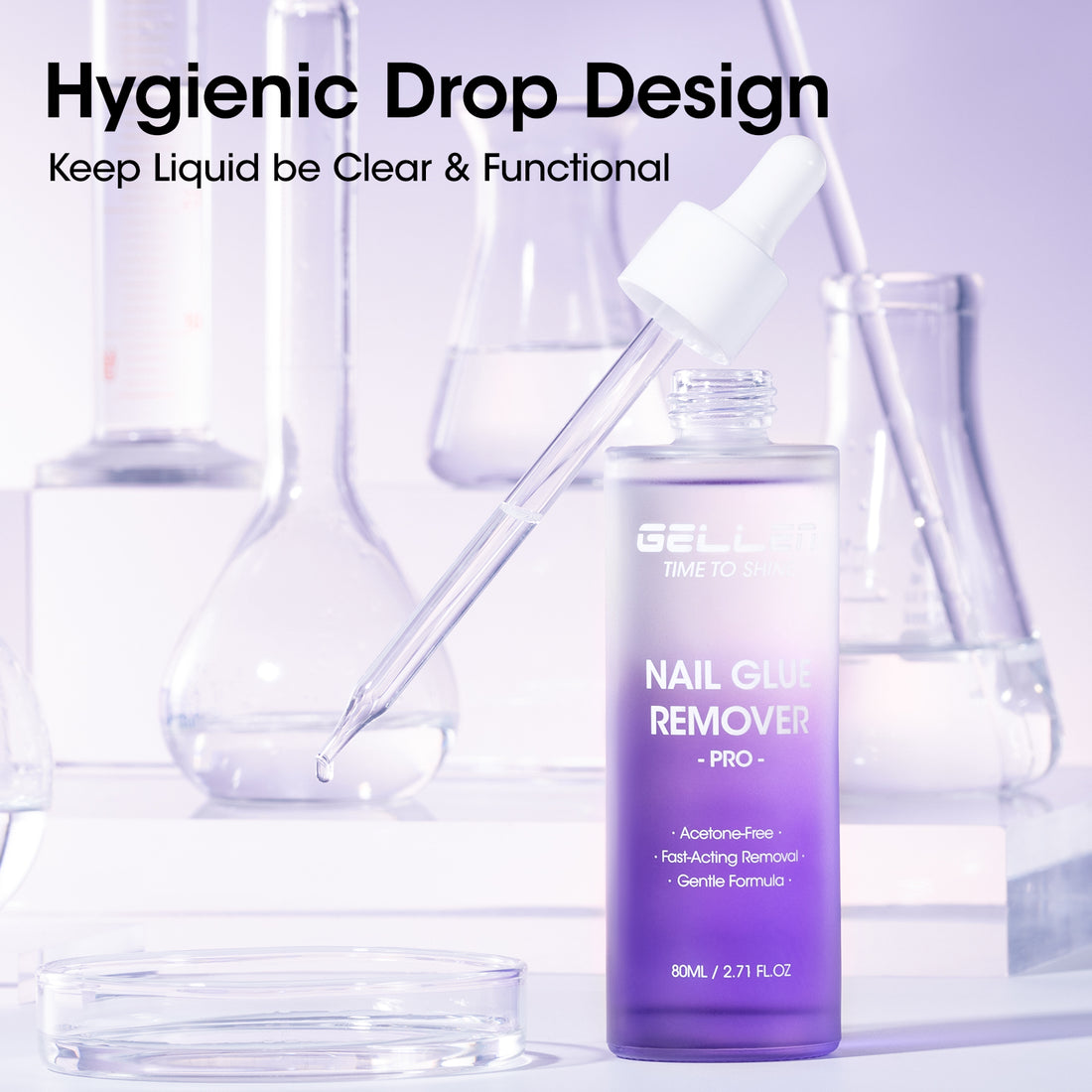 Gellen Nail Glue Remover for Press on Nails, 80ML Nail Glue Remover for UV Nail Glue, Non acetone Gentle Glue Off for Nails Glue False Tips