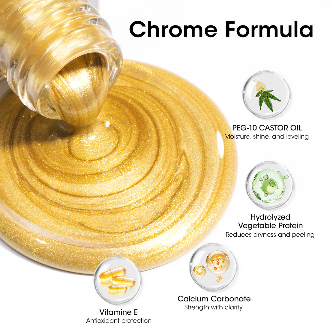 Gellen Nail Polish, Quick Dry 3 Colors Metallic Sliver Gold & Base Top Strengthener 3-in-1 Nail Polish Set Xmas Halloween Nail Lacquer Set, Gift for Women Home Nail Art, No UV Light Needed, 0.33 Fl.oz