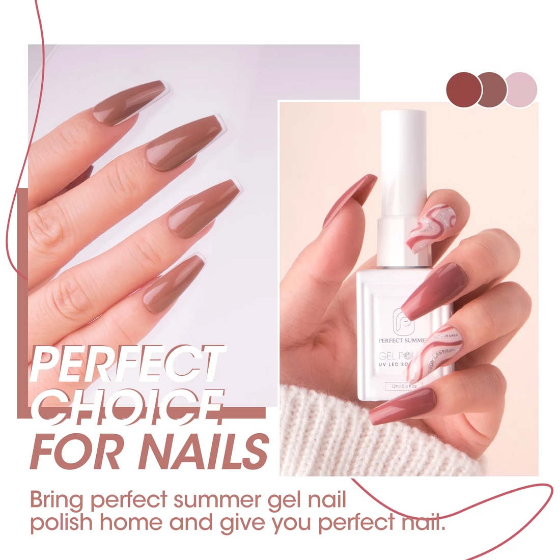 Perfect Summer Gel Nail Polish Kit with UV Lamp, 36W Nail Light, 6 Nude Pink Brown Milky Colors and No Wipe Top Base Coats, 2pcs Liner Gel, Nail Manicure Tools Kit, All-in-One Kit