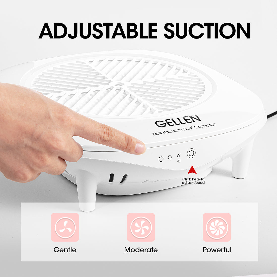 Gellen Nail Dust Collector with Reusable Filter&Dust Brush Nail Tech Vacuum Dust Fan Low Noise Powerful Suction Dust Extractor Electric Machine
