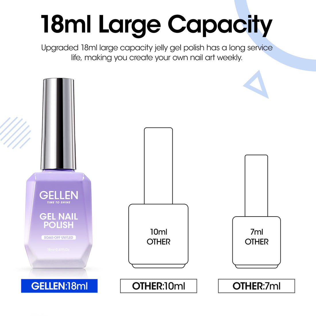 Gellen Gel Nail Polish, 18ml Electric Blue Nail Polish Soak Off UV LED Nail Gel Polish Nail Art Manicure Salon at Home DIY Gel, Christmas Gifts for Women Girls