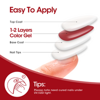 Gellen Gel Nail Polish Kit, Glossy White Pink Red Gel Polish, Soak off Gel Nail Kit for DIY Home Gel Manicure Set, 6 Colors Nail Polish Kit for Nail Art