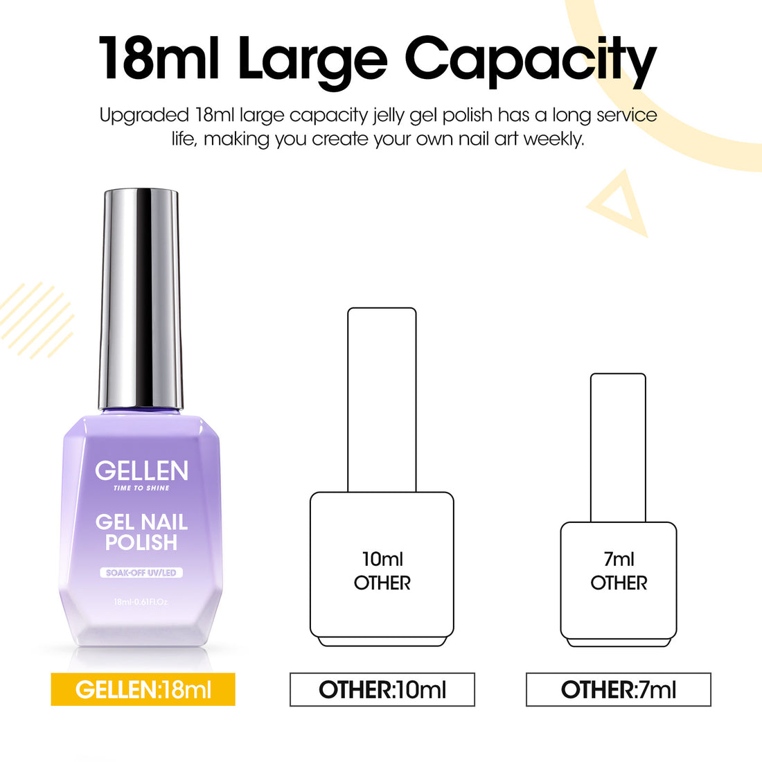 Gellen Gel Nail Polish, 18ml Yellow Nail Polish Soak Off UV LED Nail Gel Polish Nail Art Manicure Salon at Home DIY Gel, Christmas Gifts for Women Girls
