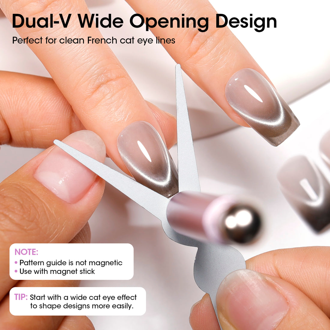 Gellen Cat Eye Magnet for Nails, Magnetic Nail Tool Kit with Double Ended Magnet Pen, Ball Magnets & French Tip Guide Plate for Cat Eye Gel Polish Nail Art