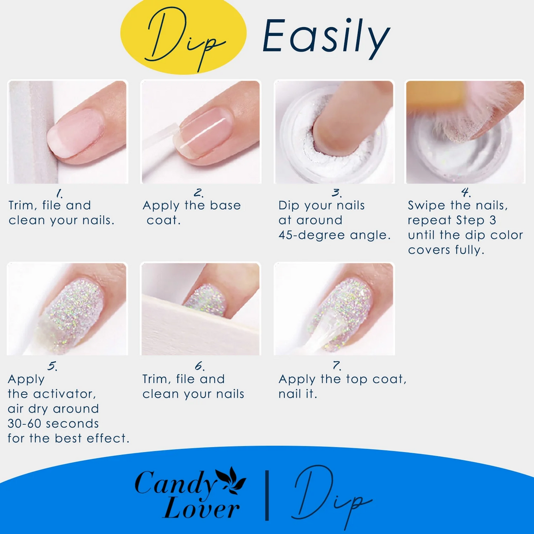 Candy Lover Dip Powder Nail Dip Powder Set, 12 Nail Dip Colors, Holiday Colors Collection Dipping Powder, Red Yellow Orange Green Blue Glitter Dip Manicure