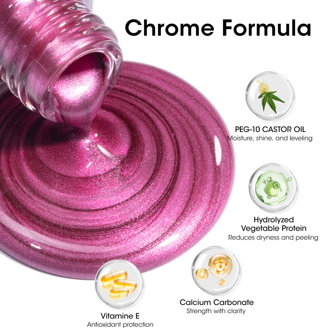 Gellen Nail Polish, Quick Dry 3 Colors Metallic Magenta Purple & Base Top Strengthener 3-in-1 Nail Polish Set Xmas Halloween Nail Polish Gift for Women Home Nail Art, No UV Light Needed, 0.33 Fl.oz