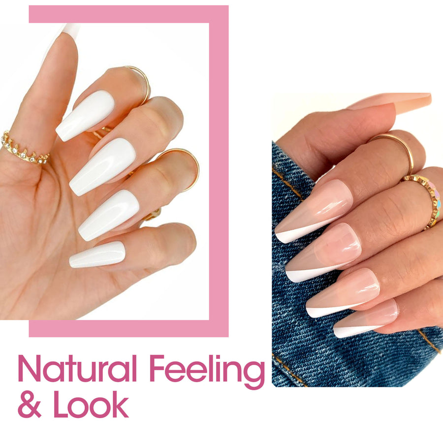 Gellen Medium Coffin Fake Nail Tips for Press on Nails, 504Pcs Soft Gel Tips for Nail Extensions Full Cover Pre-shaped 12 Sizes Clear False Nails for Nail Art