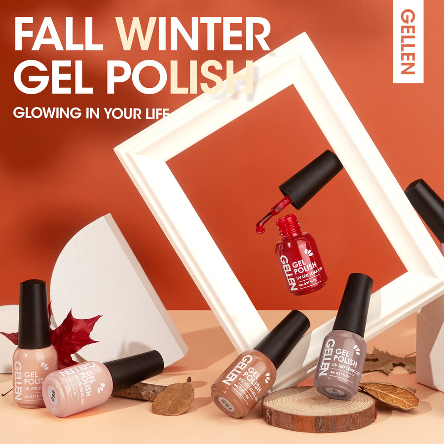 Gellen Gel Nail Polish Kit, 16 Colors Gel Polish Nudes Pink Red Brown Soak Off Nail Gel Polish Set with Top and Base Coat, UV Nail Gel DIY Salon Nail Art Valentine Gift for Women