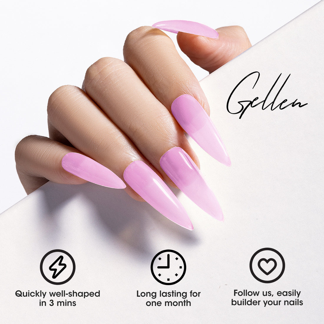 Gellen Builder Nail Gel, 4 Colors Nail Extension Gel Set Rose Red, Violet, Blue, Green Hard Gel Builder Nail Extension for Nail Art