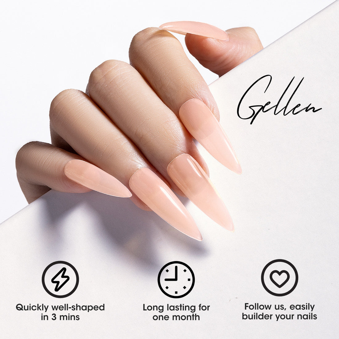 Gellen Builder Nail Gel, 4 Colors Nail Extension Gel Set White, Light Pink, Light Orange, Brown Hard Gel Builder Nail Extension for Nail Art
