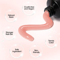 Gellen Poly Gel Nail Extension Gel, 60g Peachy Nude Builder Nail Gel Long Lasting Trendy Nail Art Design for Salon Manicure Beginner Easy DIY