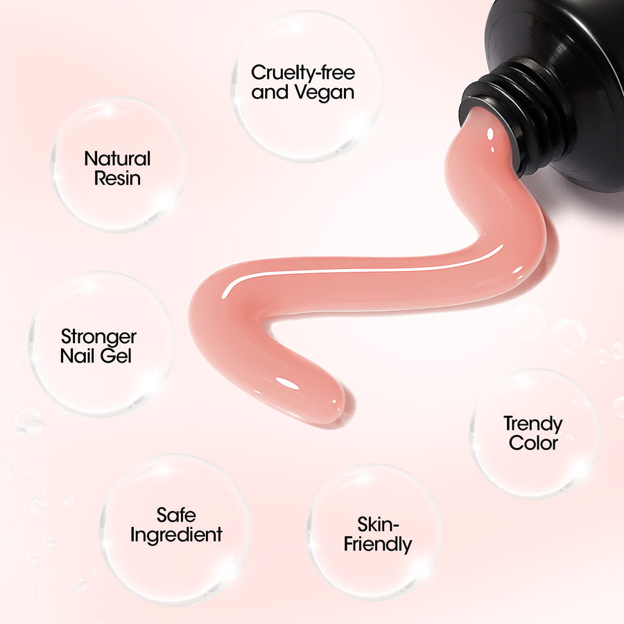 Gellen Poly Gel Nail Extension Gel, 60g Peachy Nude Builder Nail Gel Long Lasting Trendy Nail Art Design for Salon Manicure Beginner Easy DIY