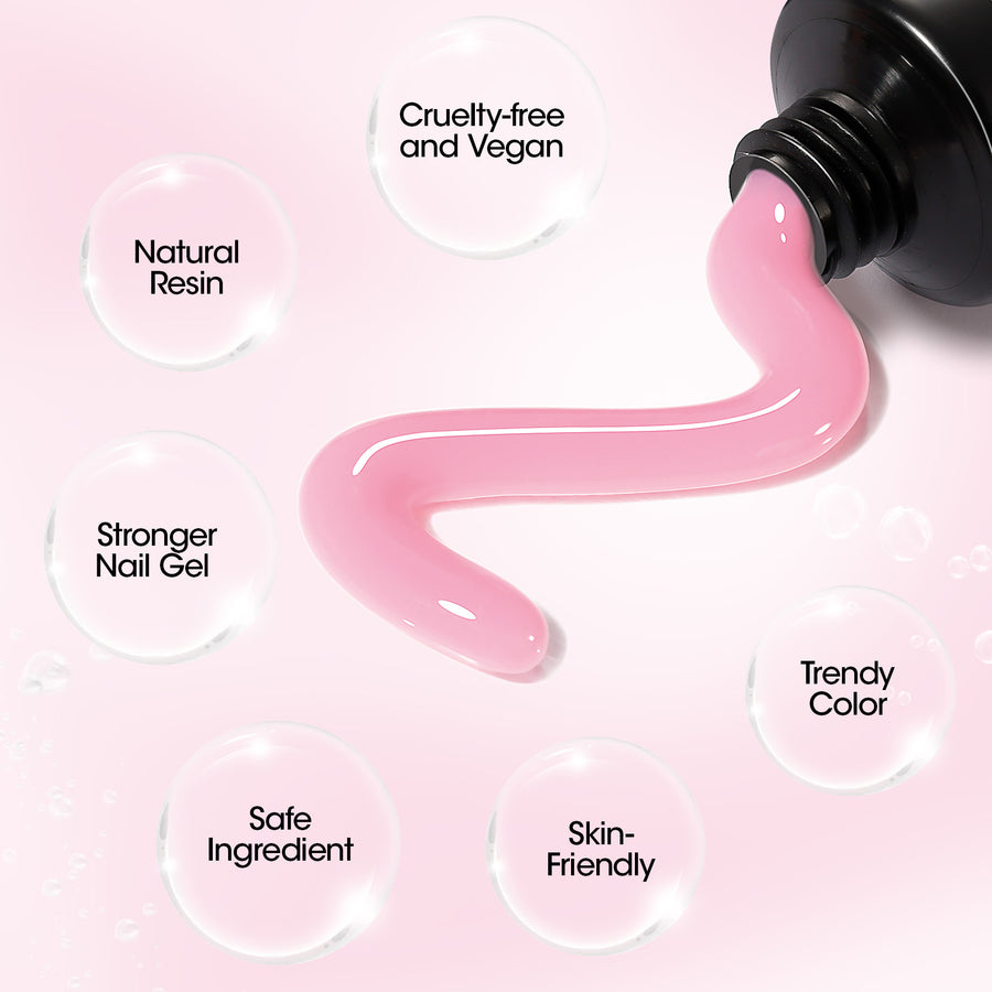 Gellen Poly Gel Nail Extension Gel, 60g Natural Pink Builder Nail Gel Long Lasting Trendy Nail Art Design for Salon Manicure Beginner Easy DIY