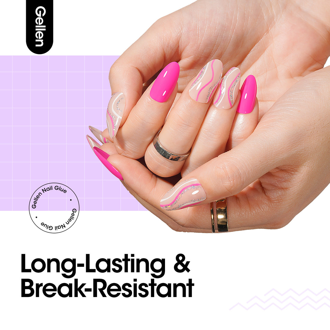 Gellen Nail Gel Glue for Nail Tips, 15ML UV Light Needed Nail Gel As Base Gel, As Rhinestone Glue, As Nail Tips Glue for Clear Press on Acrylic and False Nails