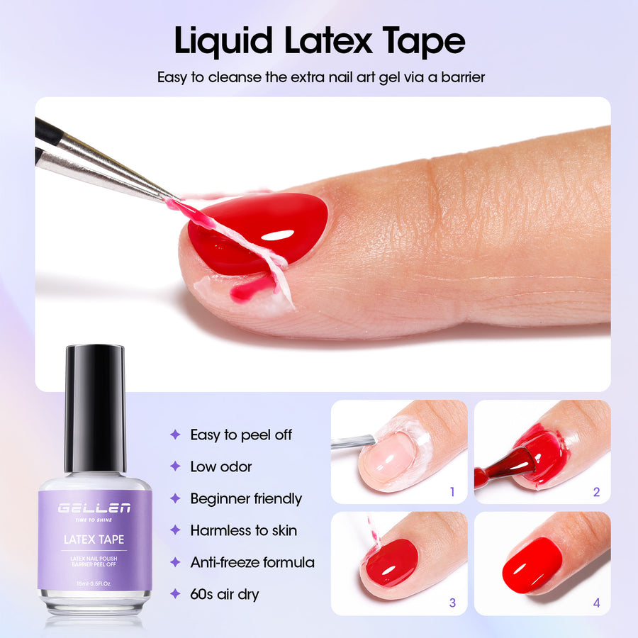 Gellen Gel Nail Polish Remover Kit, with Peelable Liquid Latex for Nails, Gel Polish Remover Kit Fast Nail Gel Removal in 2-5 Minutes No Soaking or Wrapping