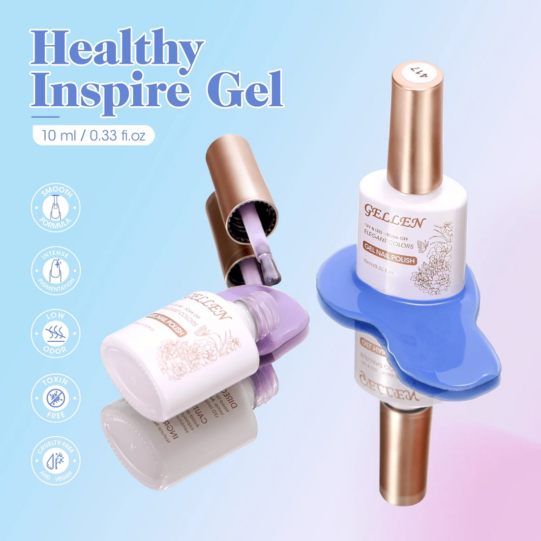 Gellen Jelly Gel Nail Polish Kit, Dreamy 6 Transparent Colors Blue Purple Gel Polish Set, Spring Summer Soak Off LED Gel Manicure DIY Nail