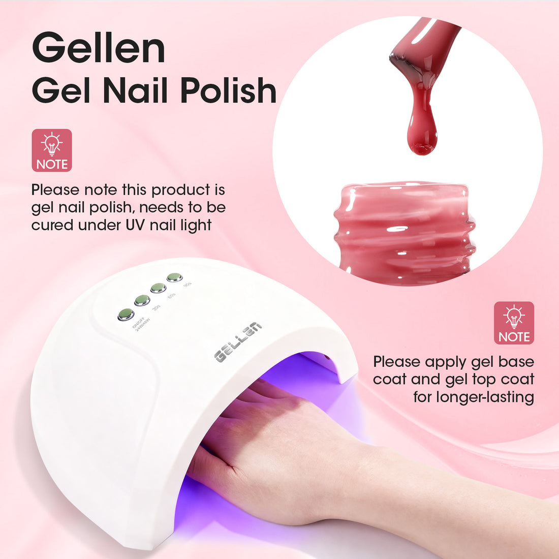 Gellen Gel Nail Polish, 18ml Coral Pink Jelly Nail Polish Soak off UV LED Nail Gel Polish Nail Art Manicure Salon at Home DIY Gel, Valentine Gifts for Women Girls