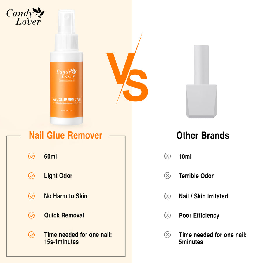 Candy Lover Nail Glue Remover, 60ML Gel Nail Glue Remover for Press On Nails, Easy Remove Solid Nail Glue Gel On Fake Nail Tips