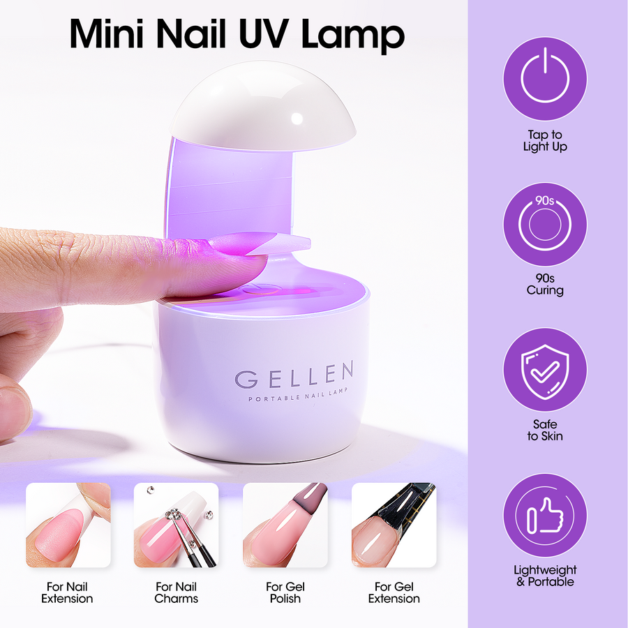 Gellen French Tips Gel Nail Kit - 240 Pcs Pink Short Square, Salon Acrylic Nail Kits Including Gel Top Coat and Base Coat, UV Lamp, Solid Nail Glue Gel, Nail Charms for French Tip Manicure