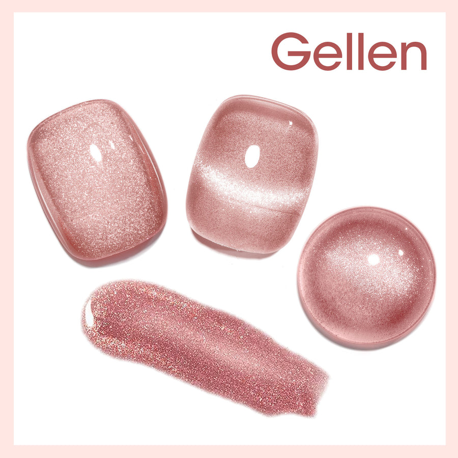 Gellen Cat Eye Gel Nail Polish, 18ml Gel Polish with Magnet Stick, Magnetic Shimmer Glitter Holographic Nail Polish Soak Off LED Gel for Nail Art DIY, Gentle Pink