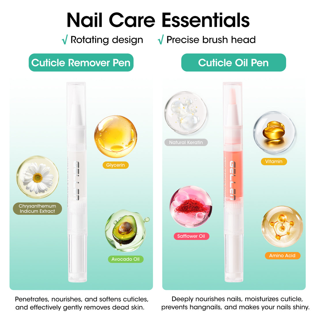 Gellen Nail Prep Kit, Professional Manicure Tools Set with 50PCS Nail Cleanser Pads, Cuticle Oil & Softener Pen, Ceramic Cuticle Pusher, Nail File, Buffer Block, Clipper & Nail Care Supplies