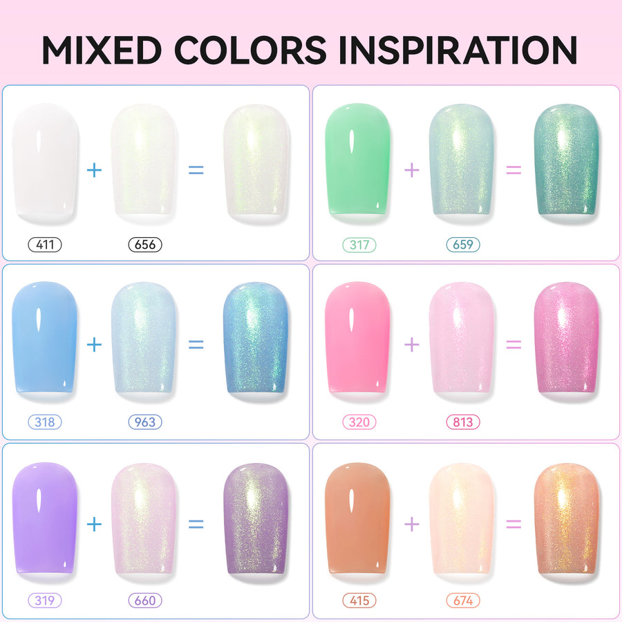 Nailshion Quick Air Dry Nail Polish Set, 16 Colors 10ML Jelly Glitter Shimmer Holographic Nail Polish with Clear Base Top Coat and 35Pcs Remover Pads Summer Regular Nail Lacquer Gift for Women Girls