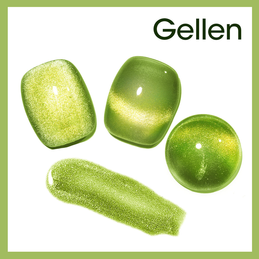 Gellen Cat Eye Gel Nail Polish, 18ml Gel Polish with Magnet Stick, Magnetic Shimmer Glitter Holographic Nail Polish Soak Off LED Gel for Nail Art DIY, Lime Green