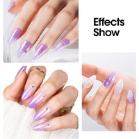 Gellen Gel Polish Chrome Nail Powder Kit - 1Pc 18ml Purple Gel Nail Polish and 1Pc Pearl Nail Chrome Powder, Iridescent Aurora Mirror Effect Pigment for Nail Polish Nail Art