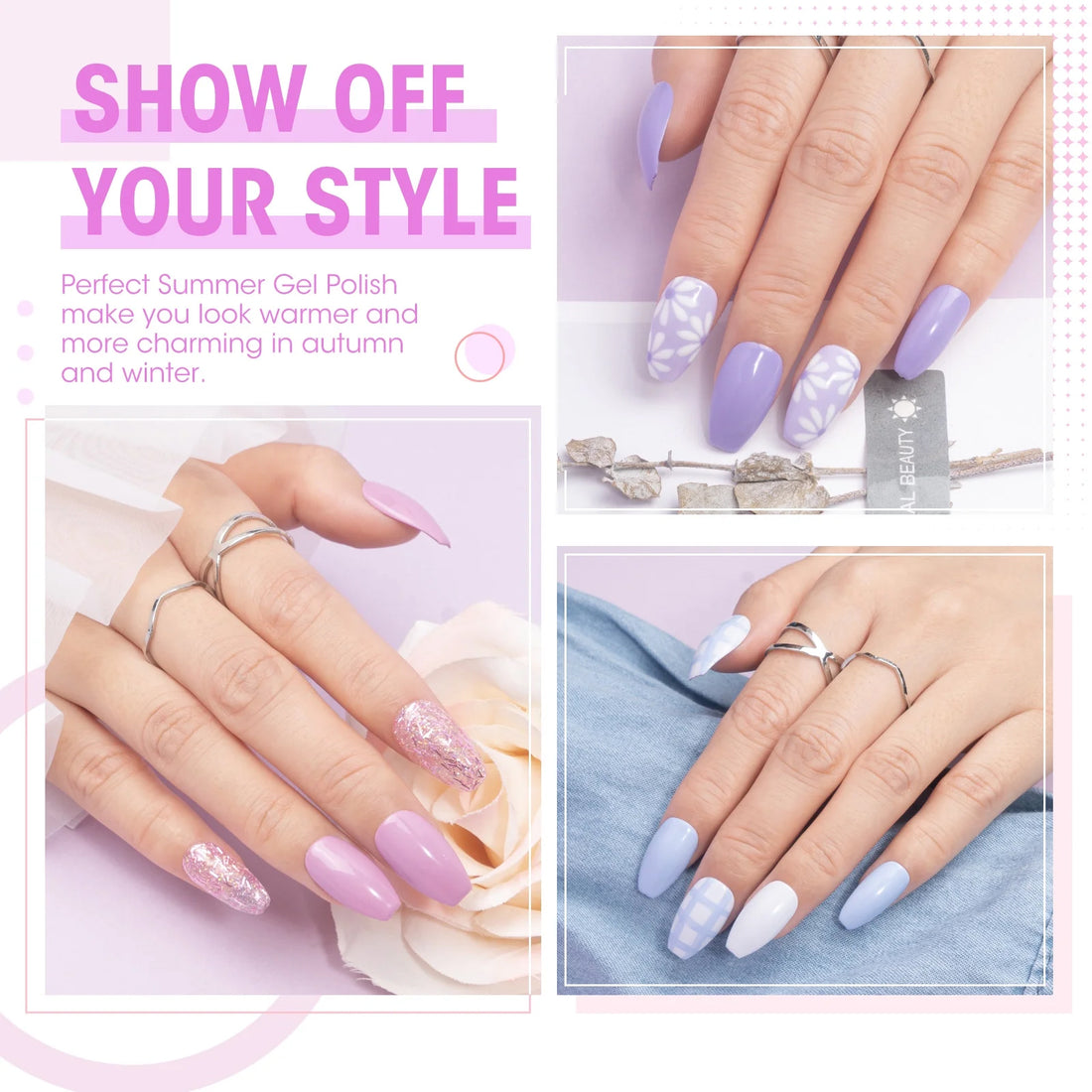 Perfect Summer Gel Nail Polish, 12 Colors Gel Polish Morandi Blue Purple Pink Soak Off UV Nail Polish Gel, Manicure DIY Salon Nail Art Gift for Women Girls