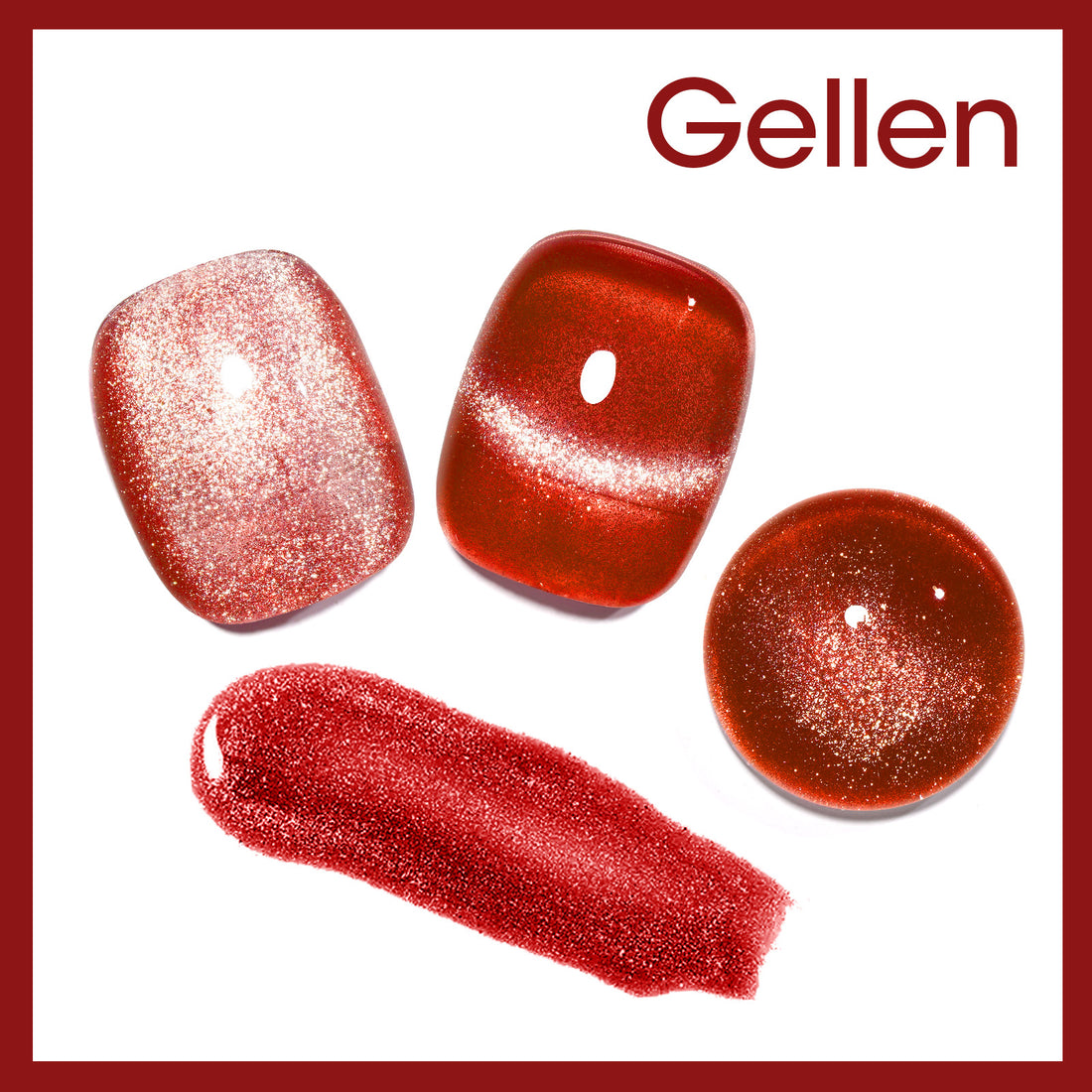 Gellen Cat Eye Gel Nail Polish, 18ml Gel Polish with Magnet Stick, Magnetic Shimmer Glitter Holographic Nail Polish Soak Off LED Gel for Nail Art DIY, Burgundy Red