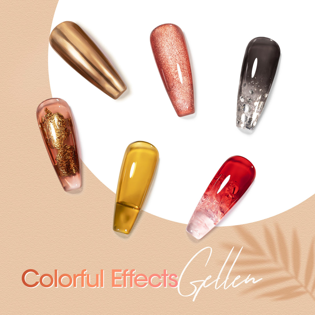 Gellen Gel Polish - 6 Colors Glassy Gel Sheer Red Grey Leaf Yellow Amber Brown Burgundy Gel Polish Set Soak Off UV Cure DIY Nail Art Gifts for Christmas