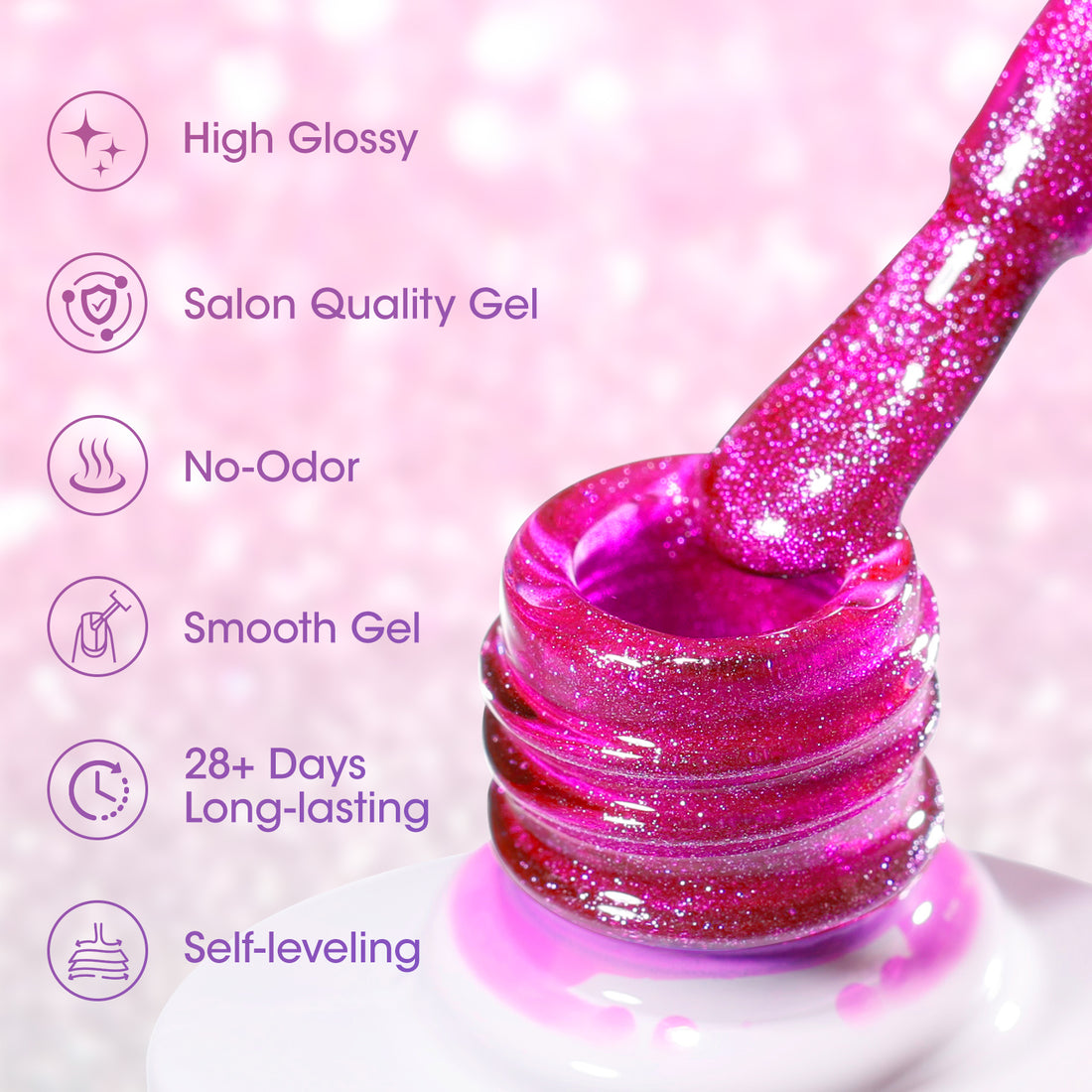 Gellen Neon Cat Eye Gel Nail Polish Set, 6Colors Purple Pink Green Blue Orange Shimmer Holographic Magnetic, 10ML UV Gel Polish Kit at Home