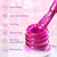 Gellen Neon Cat Eye Gel Nail Polish Set, 6Colors Purple Pink Green Blue Orange Shimmer Holographic Magnetic, 10ML UV Gel Polish Kit at Home