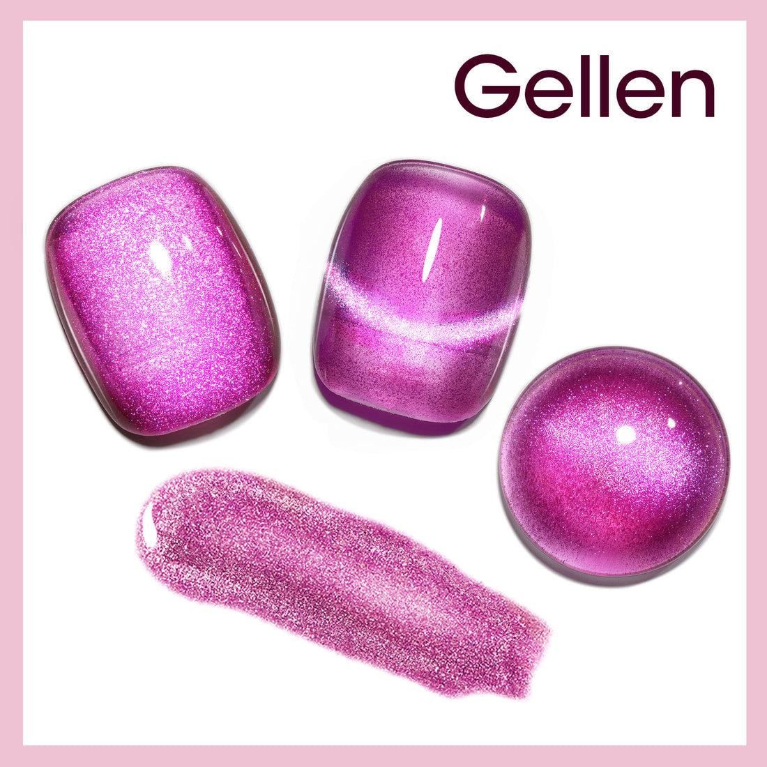 Gellen Cat Eye Gel Nail Polish, 18ml Gel Polish with Magnet Stick, Magnetic Shimmer Glitter Holographic Nail Polish Soak Off LED Gel for Nail Art DIY, Wine Purple