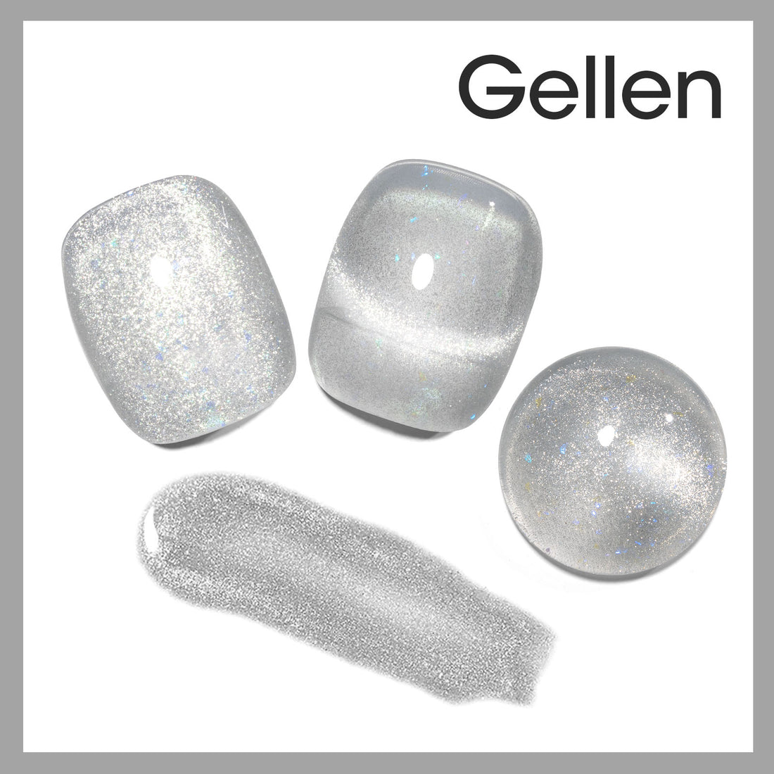 Gellen Cat Eye Gel Nail Polish, 18ml Gel Polish with Magnet Stick, Magnetic Shimmer Glitter Holographic Nail Polish Soak Off LED Gel for Nail Art DIY, Diamond Silver