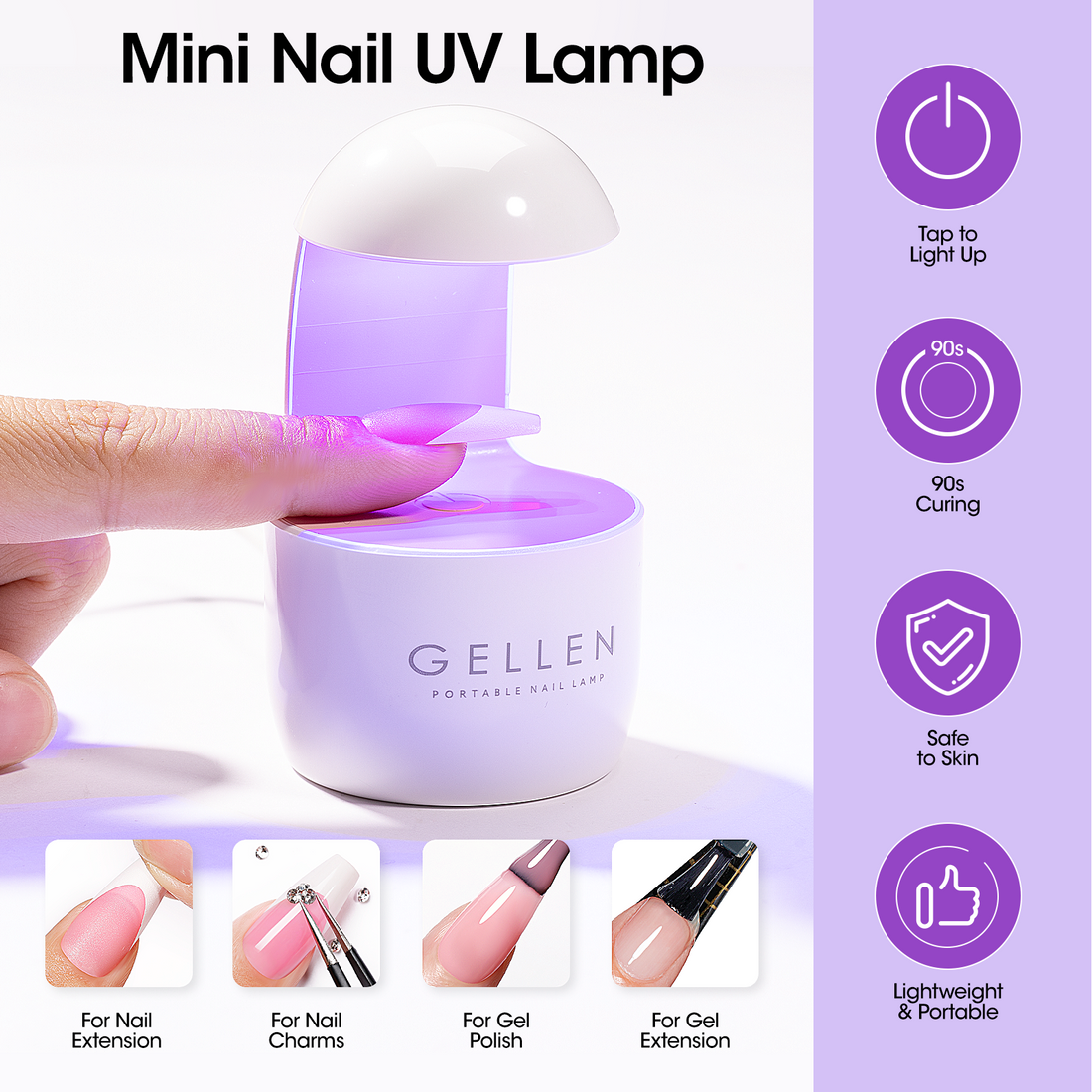 Gellen French Tips Gel Nail Kit - 240 Pcs Pink Medium Coffin, Salon Acrylic Nail Kits Including Gel Top Coat and Base Coat, UV Lamp, Solid Nail Glue Gel, Nail Charms for French Tip Manicure